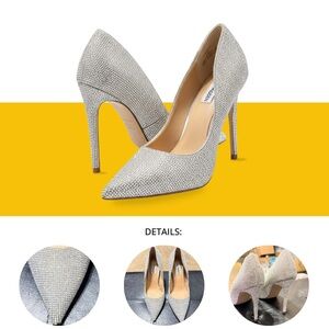 Steve Madden Vala Rhinestone Pumps • Sparkly Silver Crystal Stilettos